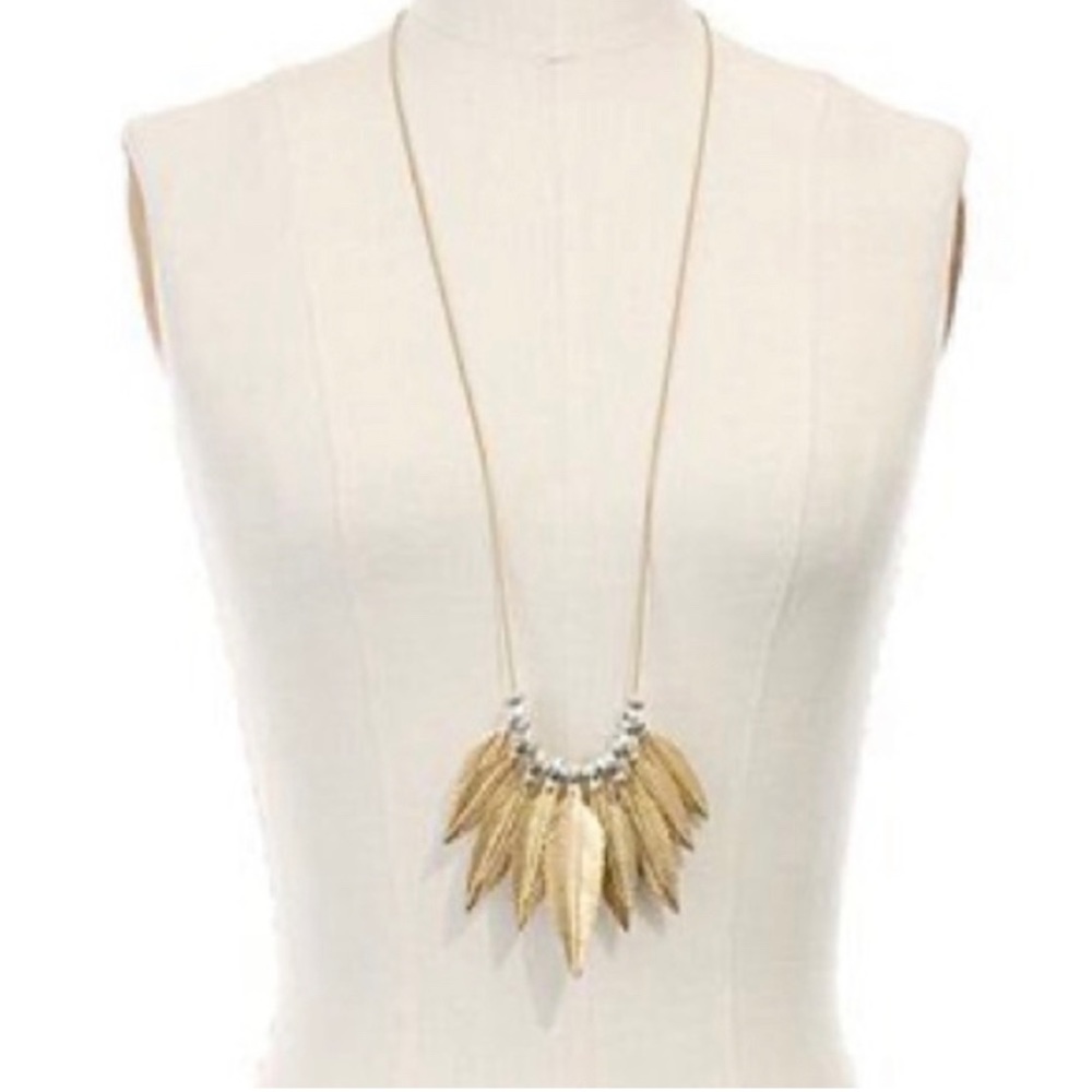 MADEWELL Mixed Metal Long Feather Necklace